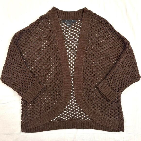 C'est City Sweaters - C'est City Brown Loose Open Knit Open Front Cardigan Shrug Sz M Boho Cottagecore